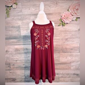 Maurice’s Embroidered Floral Burgundy Slip Dress